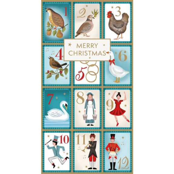 Christmas money wallet with illustrations of animals and people on a white background