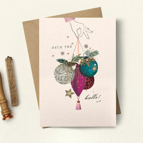Deck the Halls Baubles Christmas Card