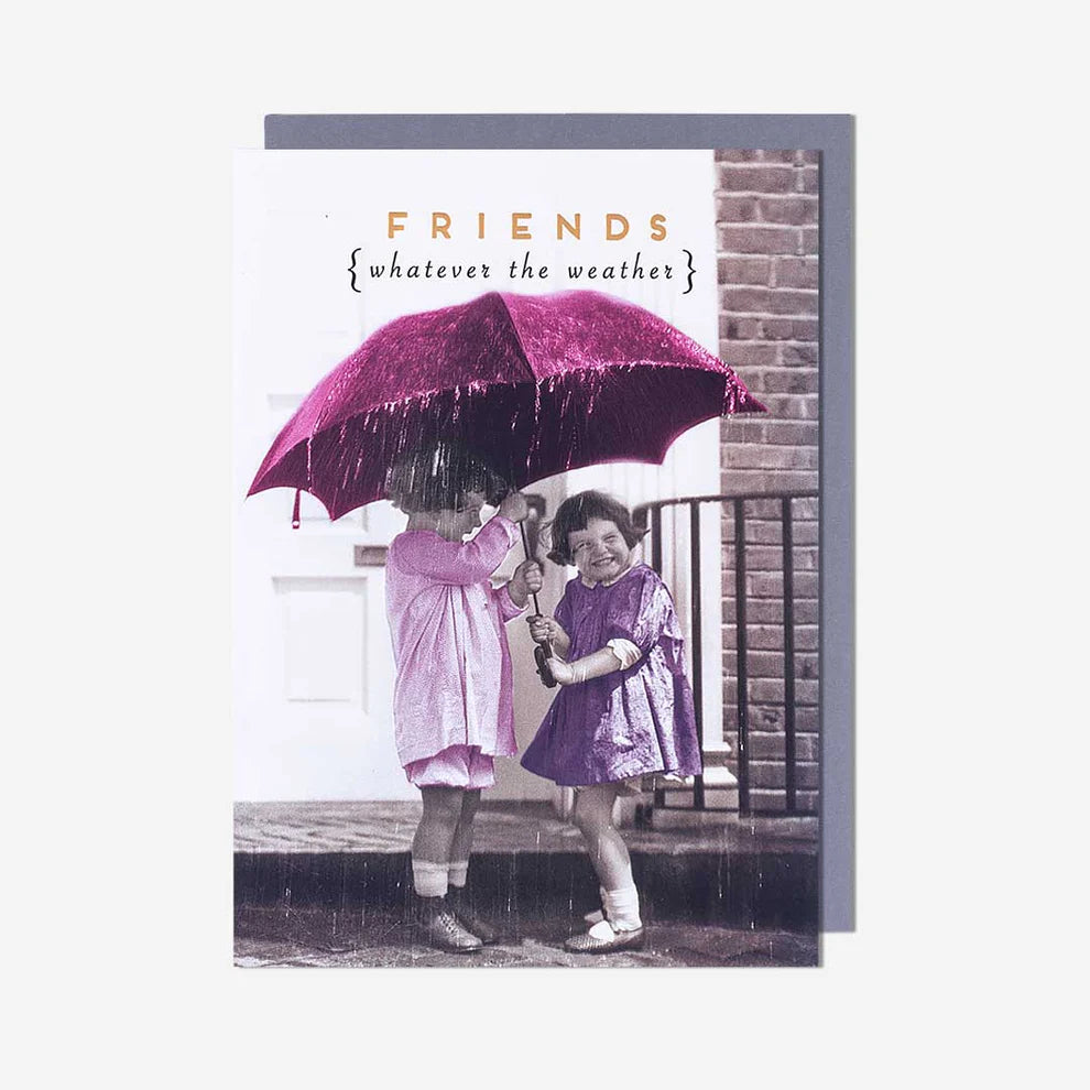 Girls Under Umbrella Friend Card