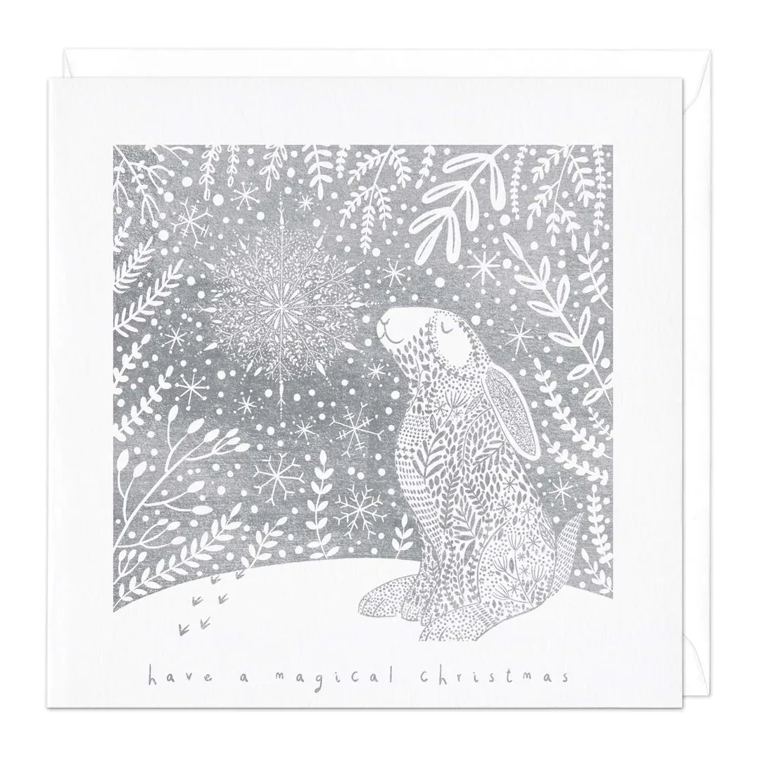 Silver Hare Magical Christmas Card