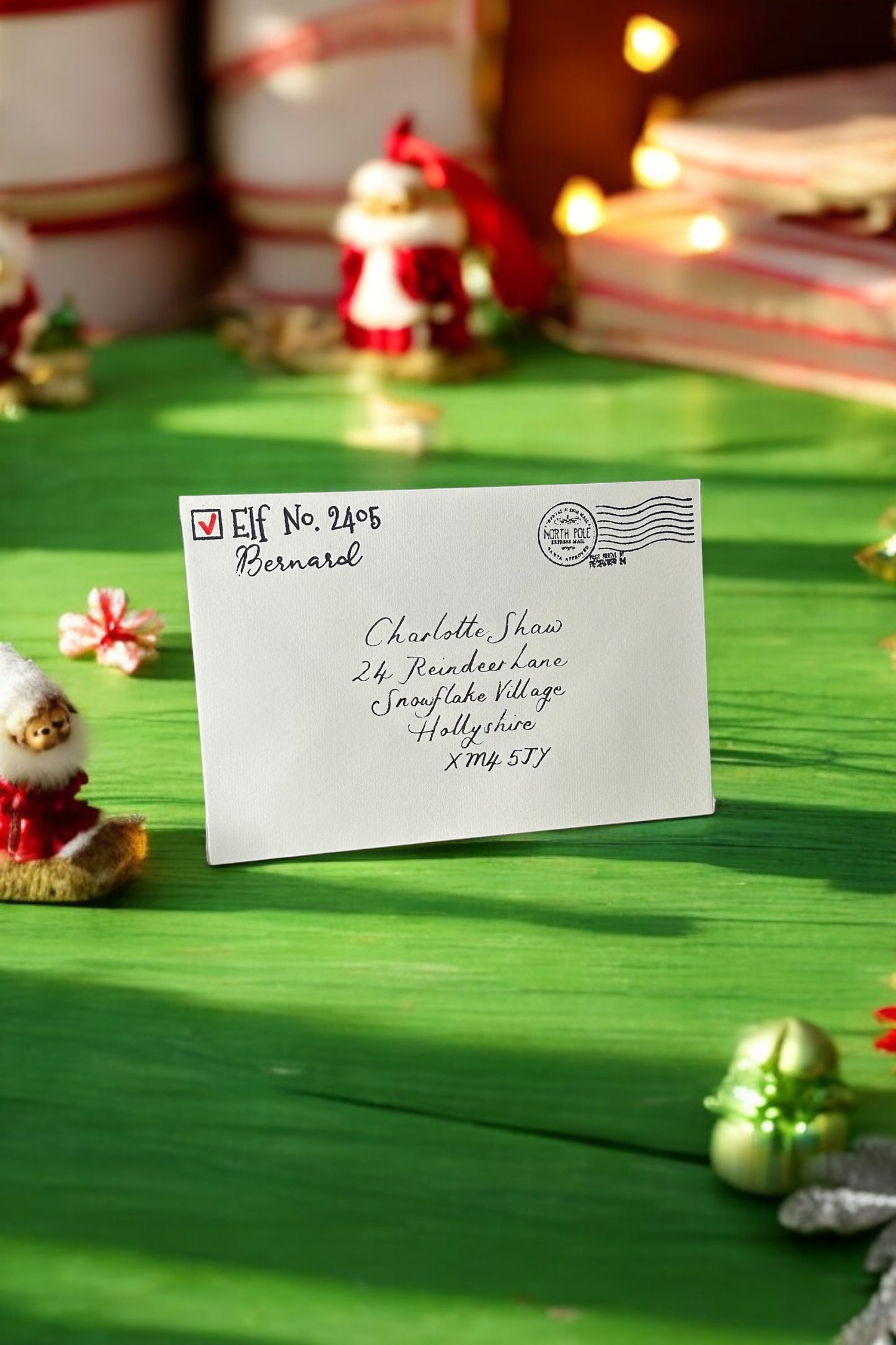 Personalised envelope from Santa Claus with North Pole postage stamp