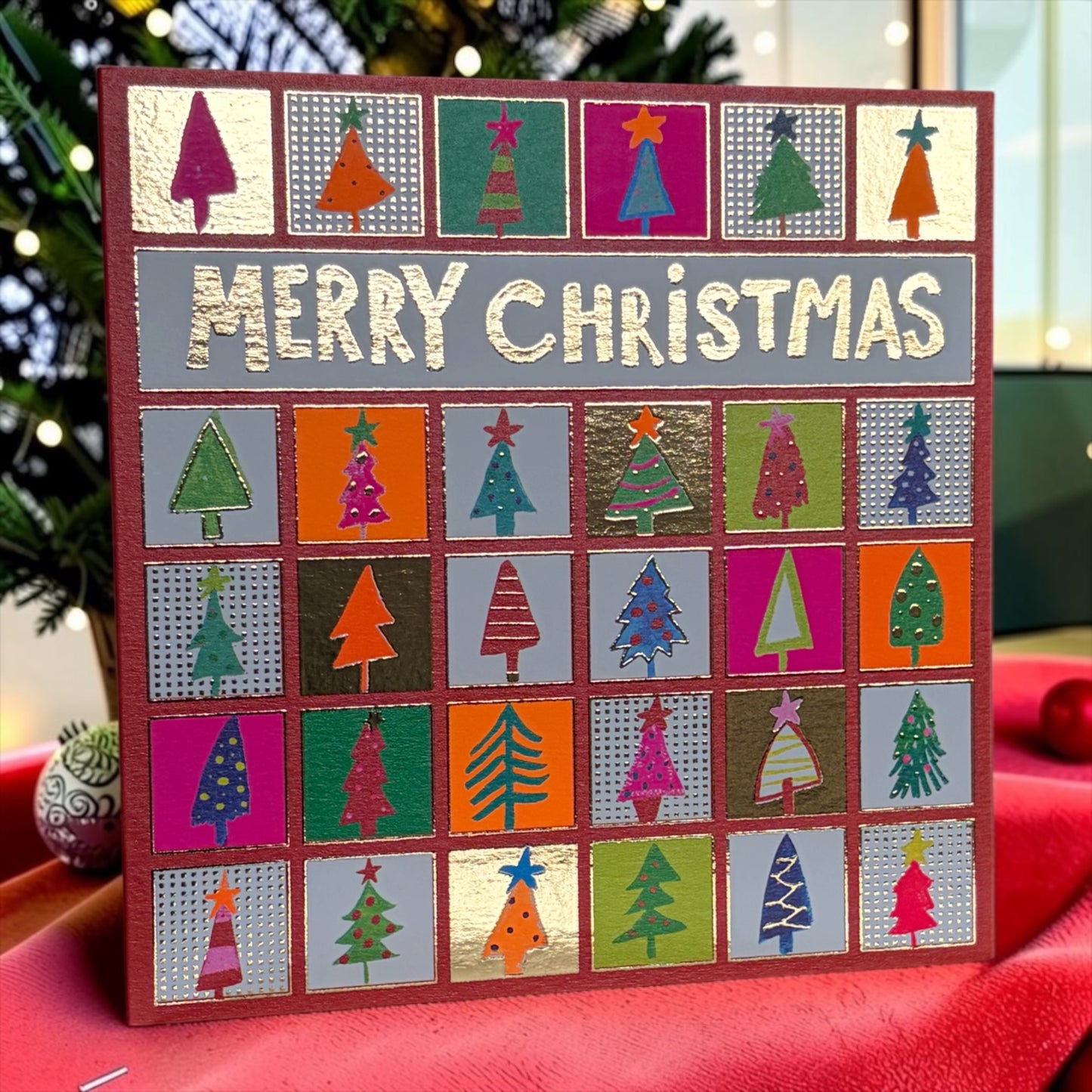 Colourful Foiled Christmas Tree Card