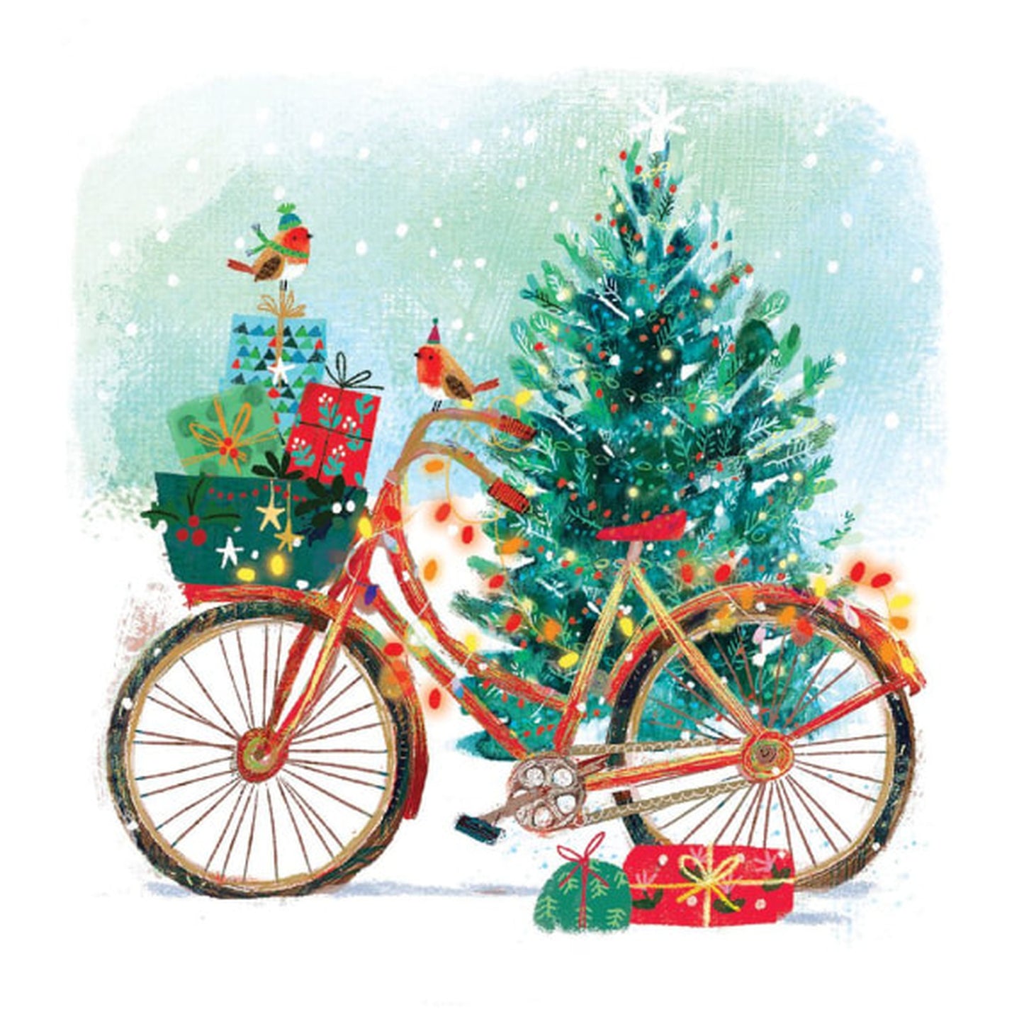 Festive Bicycle and Christmas Tree Card