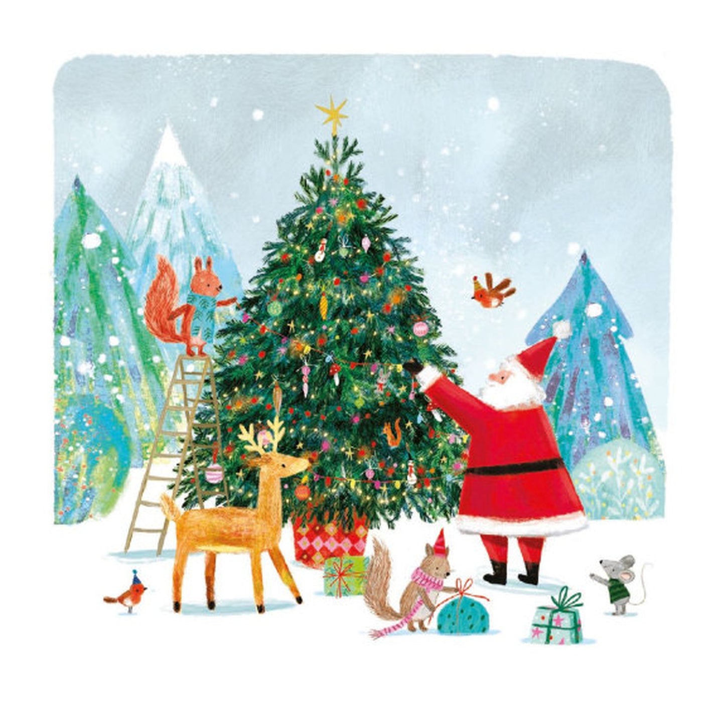 Father Christmas and Woodland Animals Card