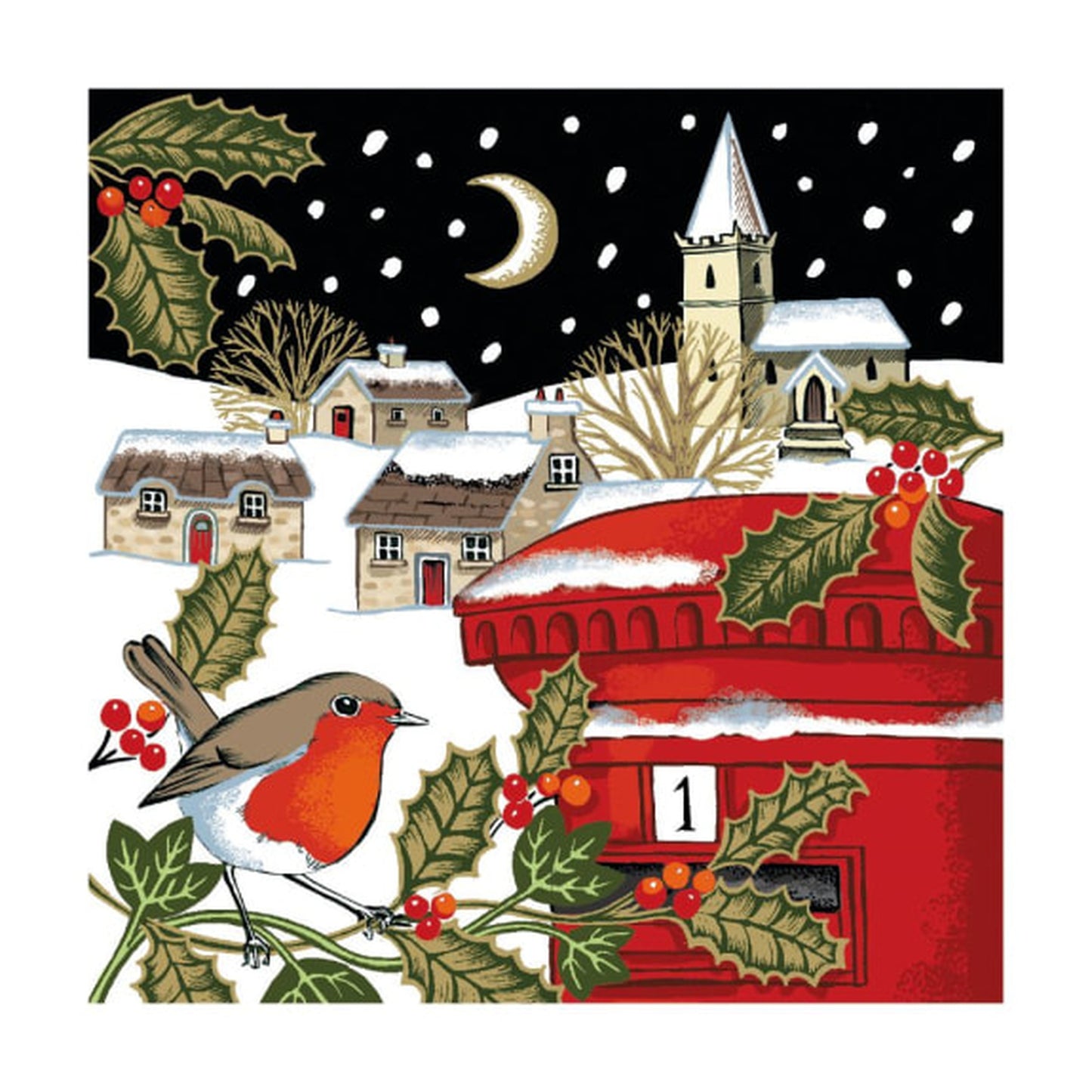 Robin and Red Postbox Christmas Card