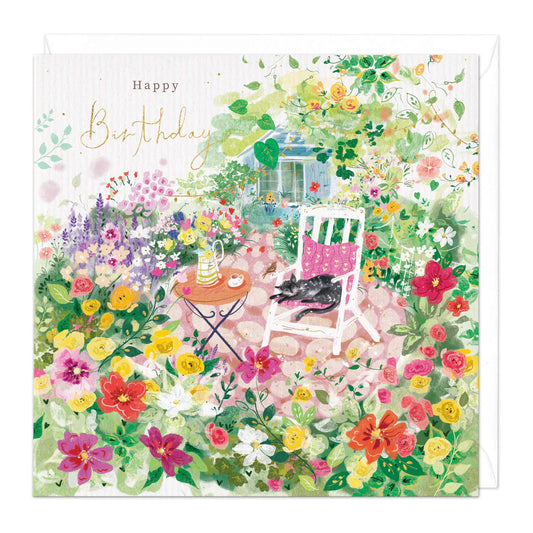 Cat Nap In The Garden Birthday Card image 0