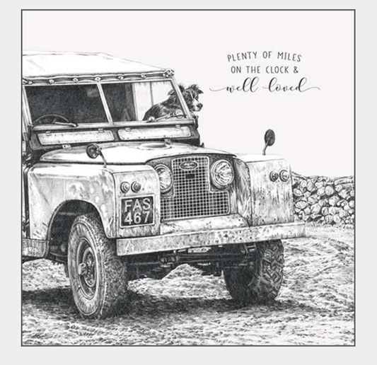 Jeep Plenty Of Miles Pencil Drawing Birthday Card image 0