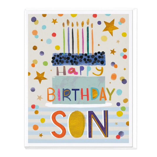 Cake, Stars and Confetti Son Birthday Card image 0