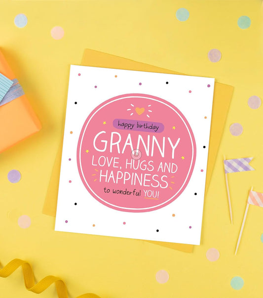 Granny Birthday Card - Granny Love, Hugs And Happiness image 0