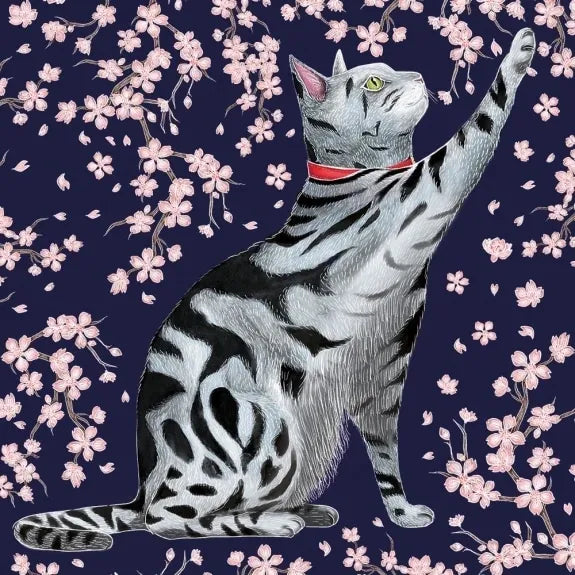 Sakura Cat Greeting Card By Cathrine Row image 0