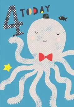 Octopus 4 Today Birthday Card image 0