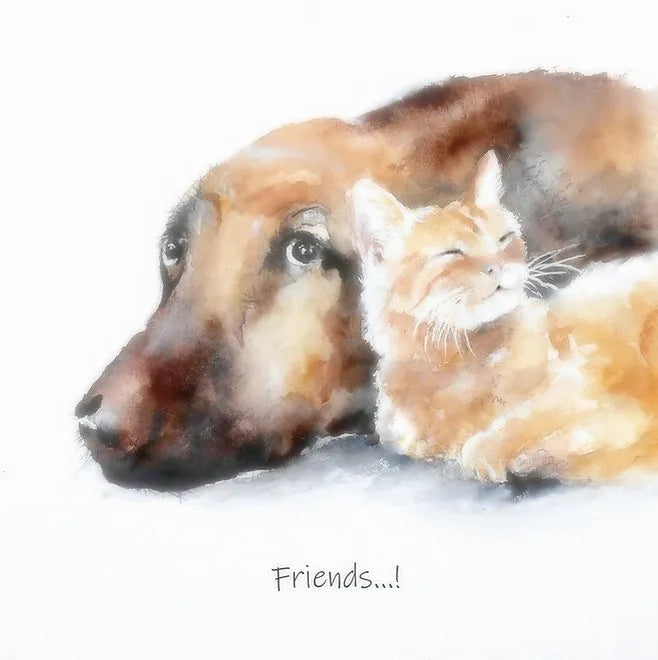 'Friends' Cat and Dog Greeting Card image 0