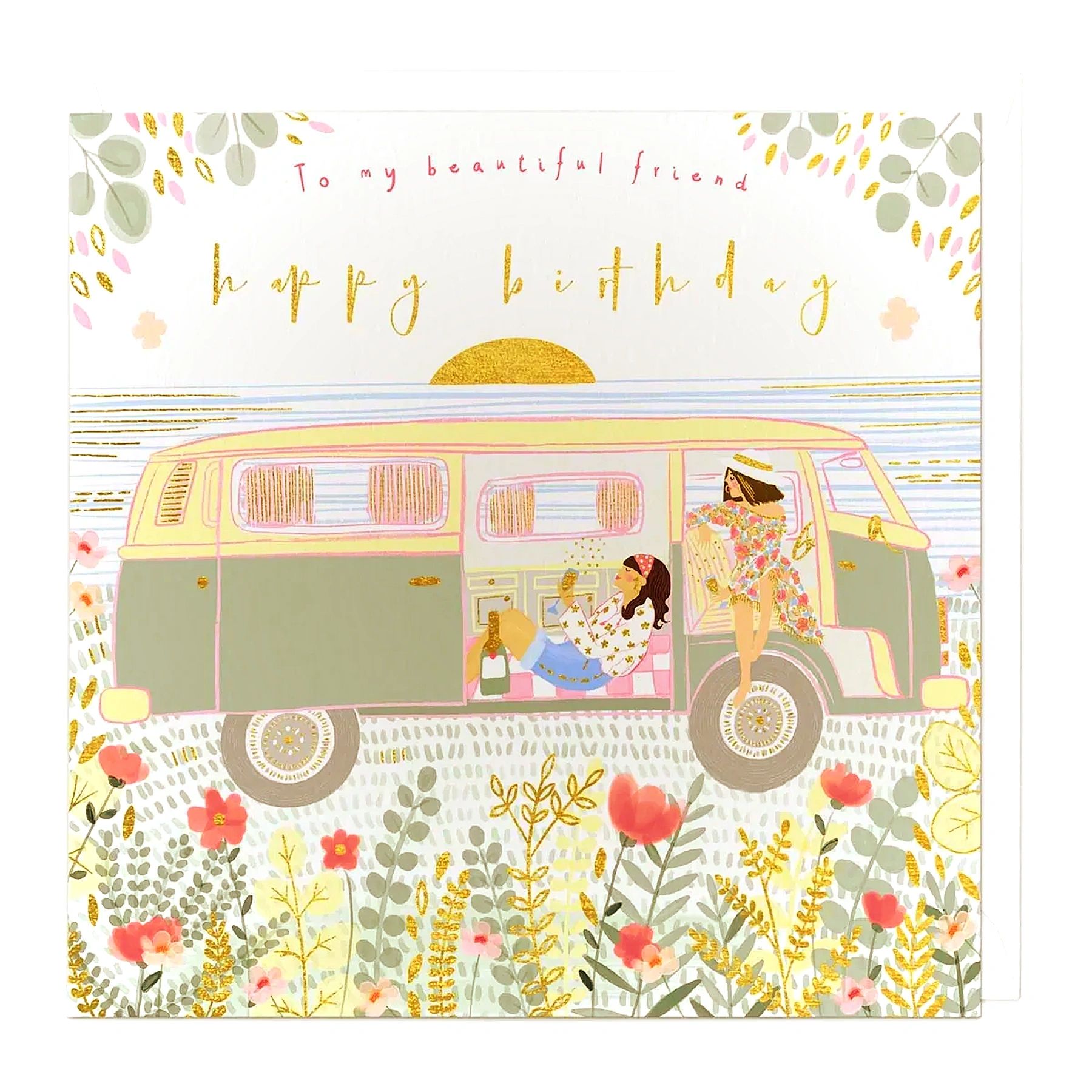 Beautiful Friend Camper Van Birthday Card image 0