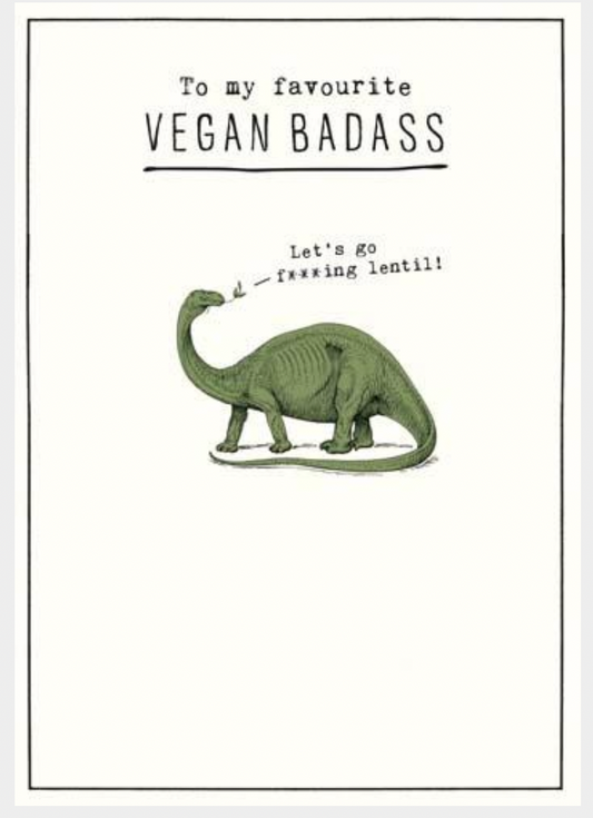 Vegan Badass Dinosaur Birthday Card image 0