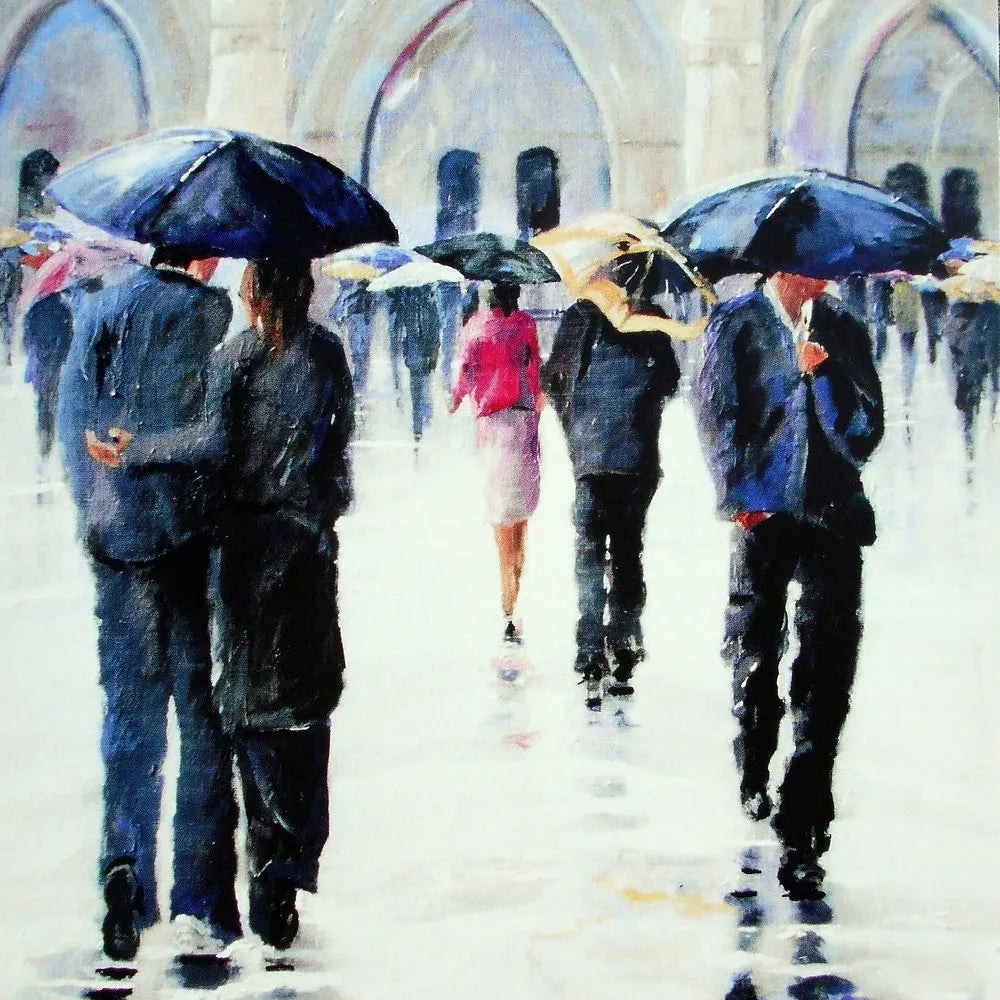 Rain at Notre Dame Greeting Card image 0