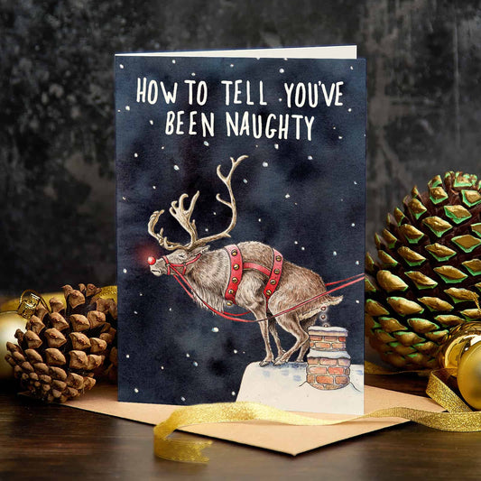 Funny Naughty Reindeer Christmas Card