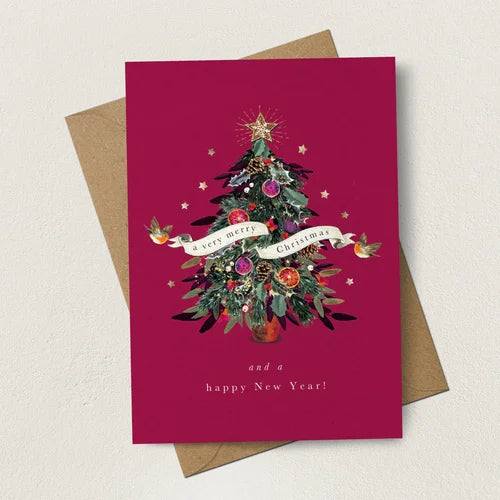 Christmas Tree & Robins Christmas Card