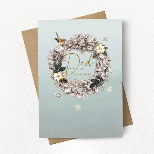 Dad Christmas Wreath Card