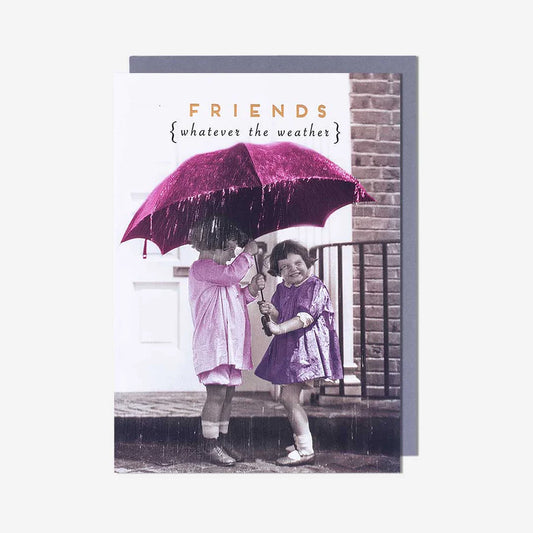 Girls Under Umbrella Friend Card