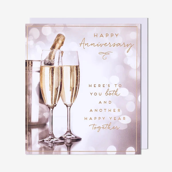 Champagne Here's To You Both Anniversary Card