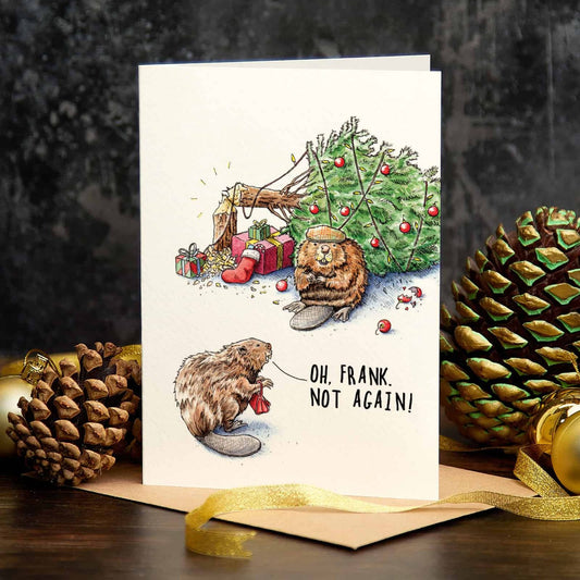 Amusing Beaver Christmas Card