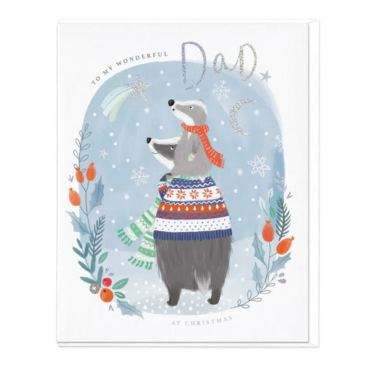 Dad Christmas Card with Badgers