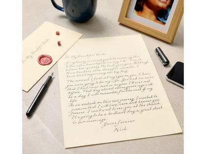 Handwritten Letter Cream Wove with wax seal