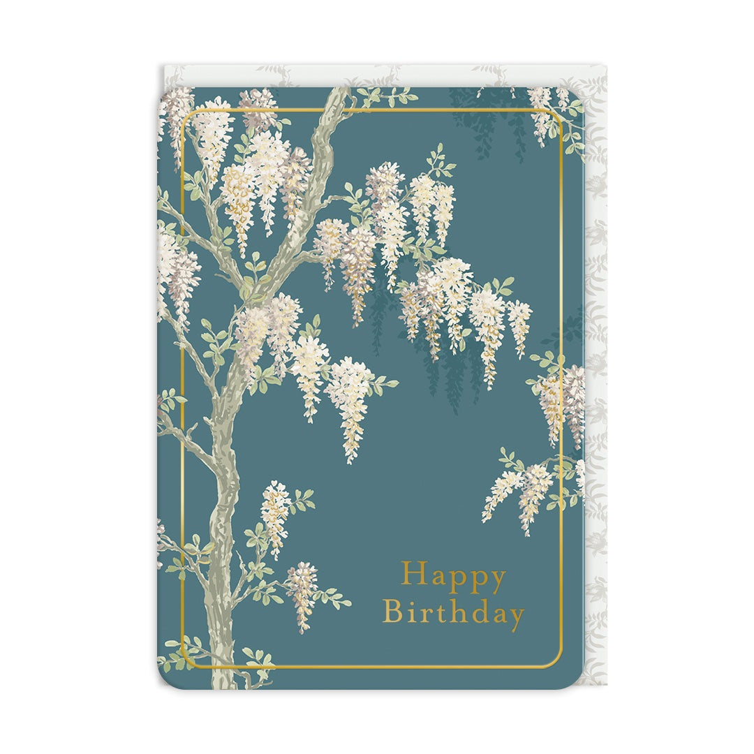 Wisteria Garden Happy Birthday Greeting Card