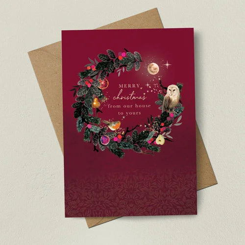 Our House to Yours Wreath Christmas Card
