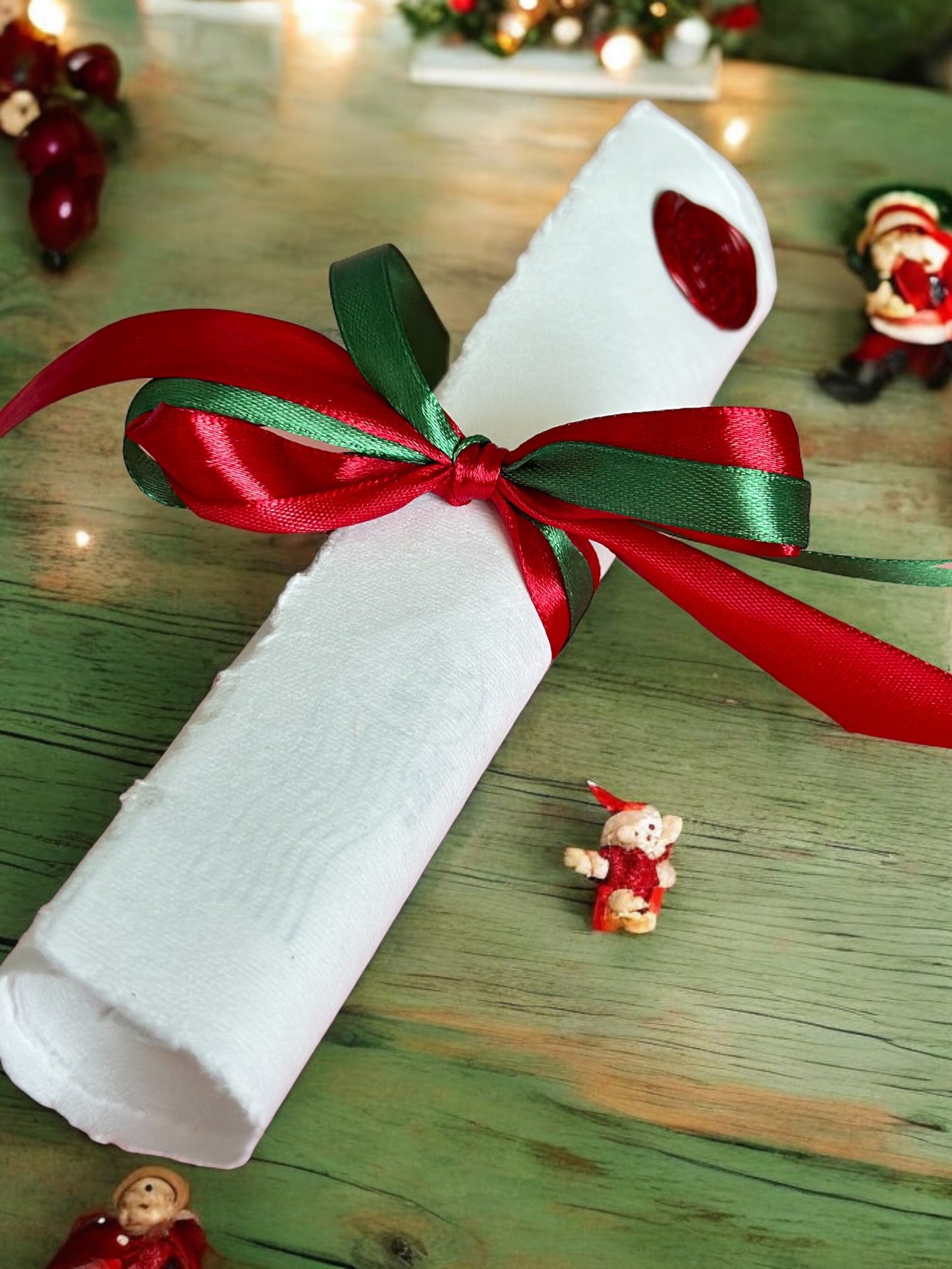 Handwritten Scroll from Santa with Red Wax Seal and ribbon