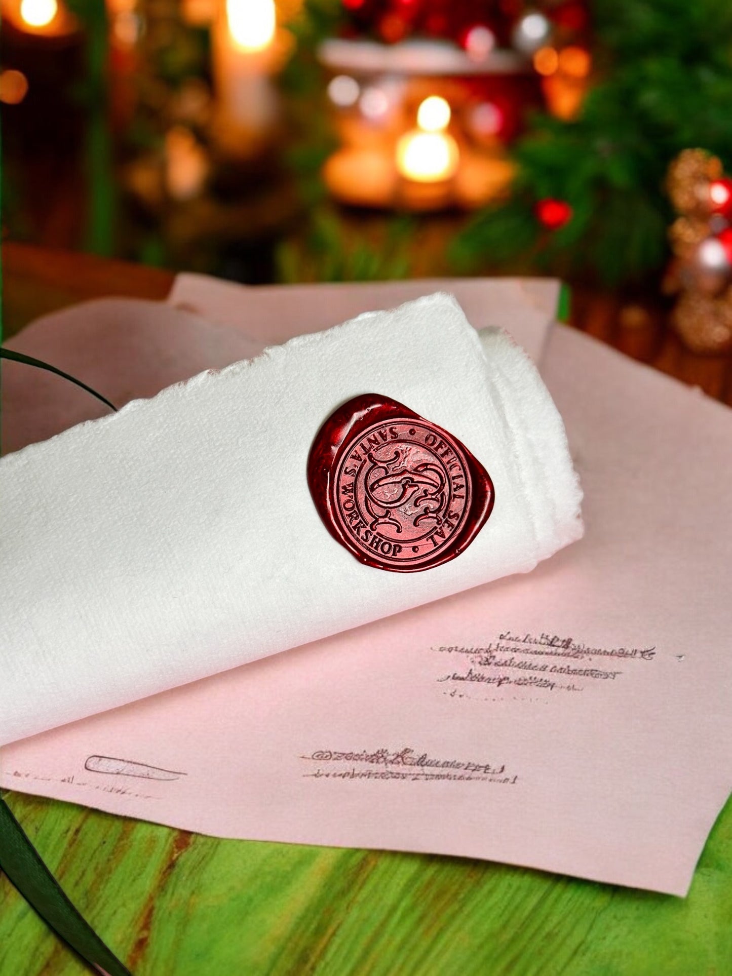 Handwritten Scroll from Santa with Red Wax Seal and ribbon