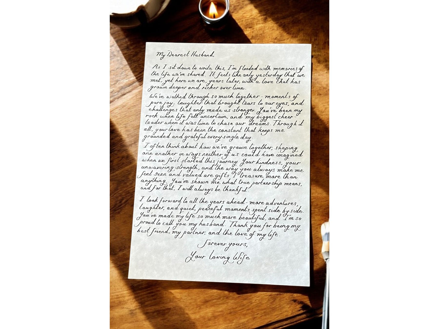 Handwritten Letter On Parchment Paper