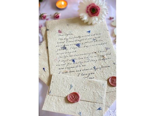 Handwritten Letter On Handmade Flowered Paper