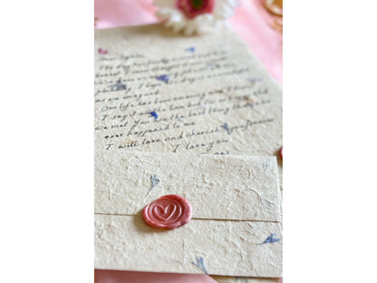 Handwritten Letter On Handmade Flowered Paper