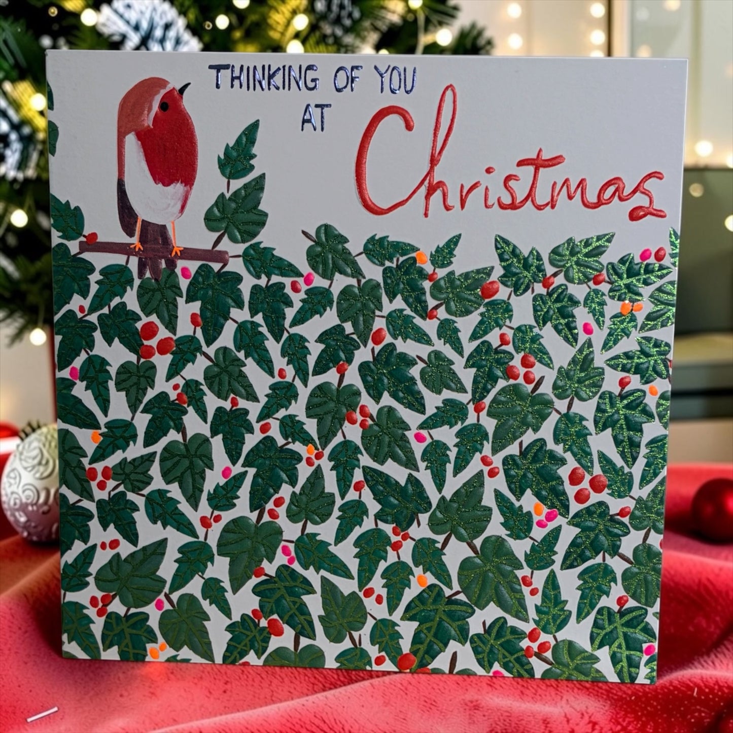 Thinking of You at Christmas Robin Card