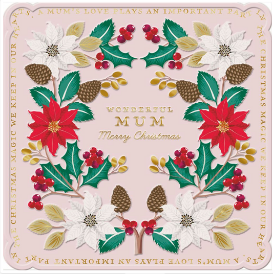 Christmas card for Mum – Floral with gold foil