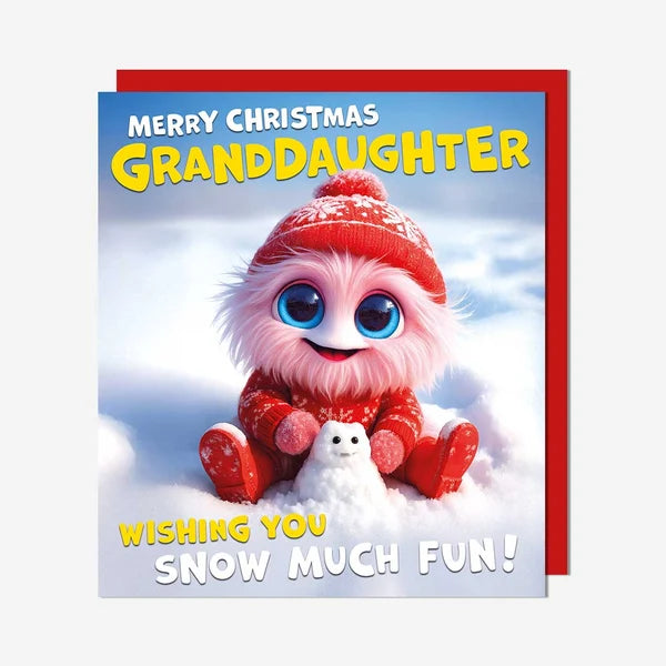 Pink Monster Granddaughter Christmas Card