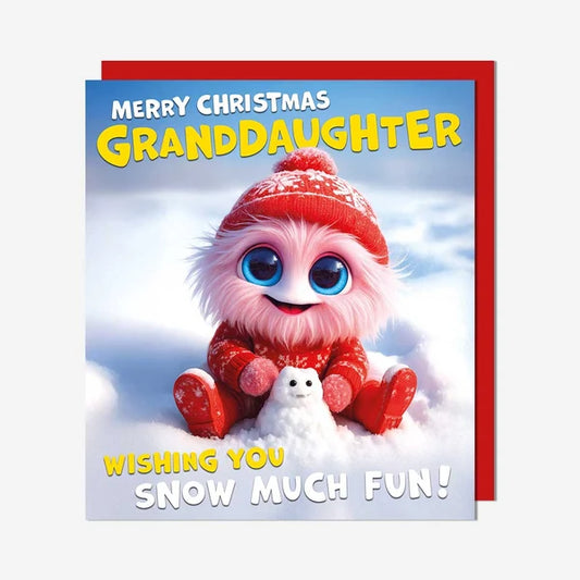 Pink Monster Granddaughter Christmas Card