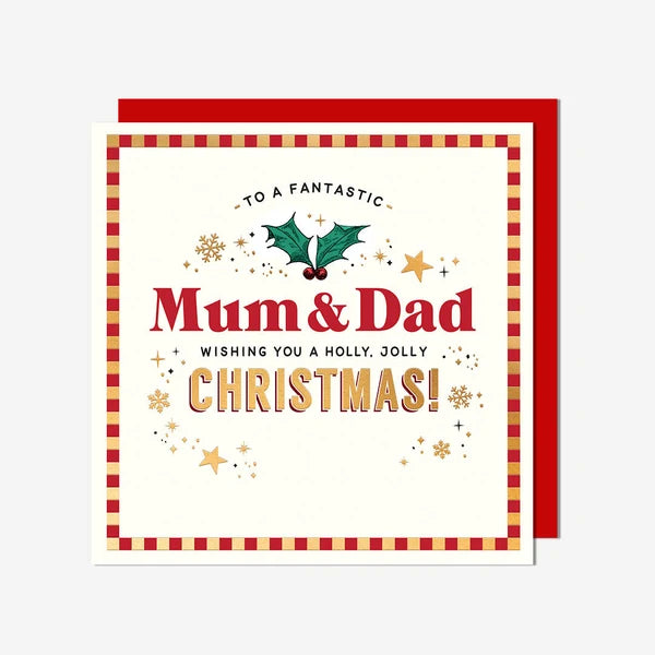 Mum & Dad Holly Jolly Christmas Card