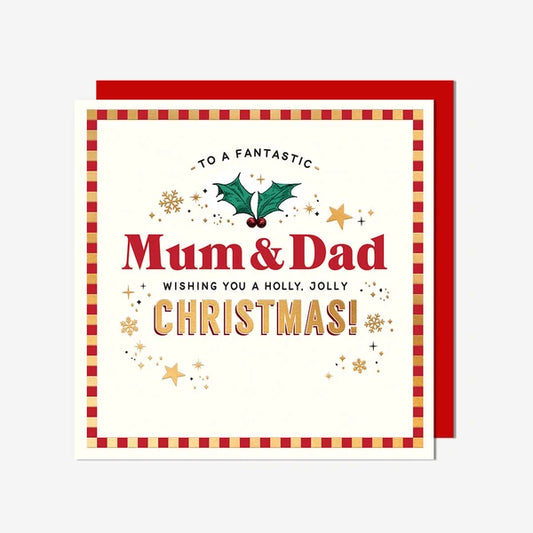 Mum & Dad Holly Jolly Christmas Card