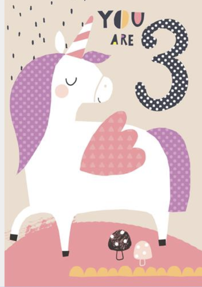 Unicorn 3 Today Birthday Card image 0