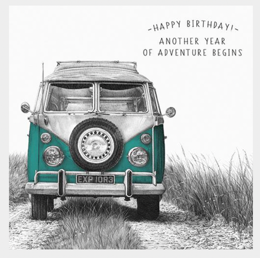 Camper Van Birthday Card Life in Pencil image 0