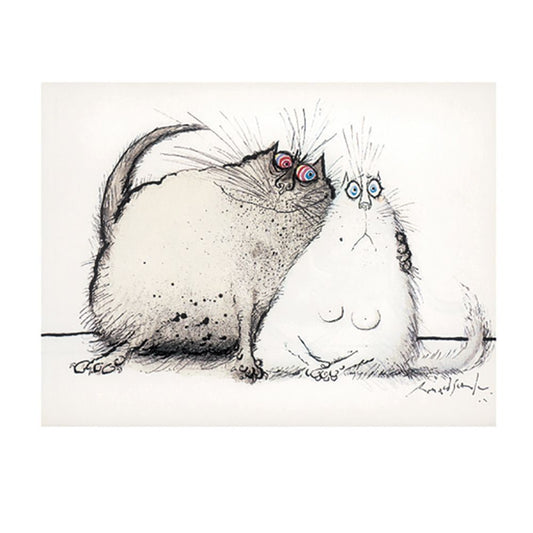 Cuddling Cats Card by Ronald Searle image 0