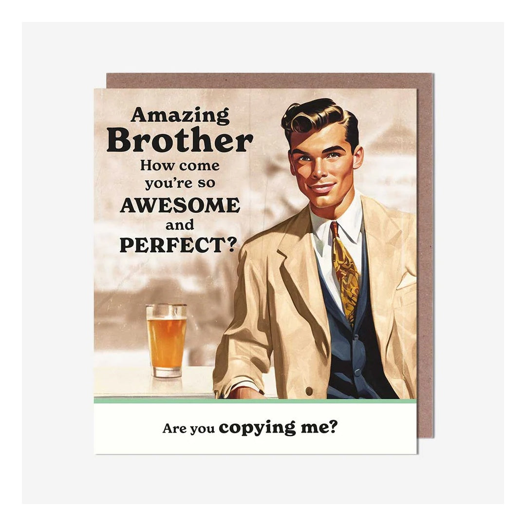 Copying Me Brother Birthday Card – Retro Town
