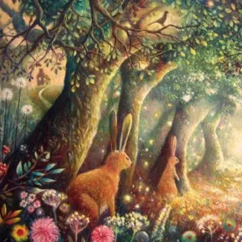 Woodland Hares Greeting Card image 0