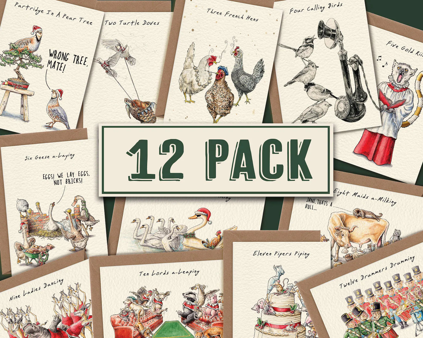12 Days of Christmas Card Pack – 12 Designs