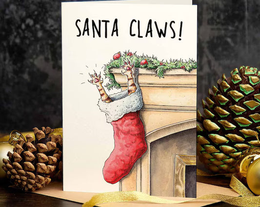 Santa Claws Funny Christmas Card