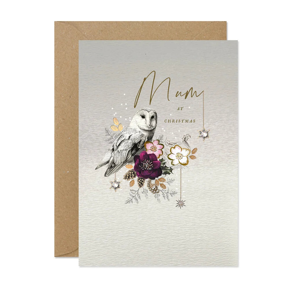Mum at Christmas Owl Card