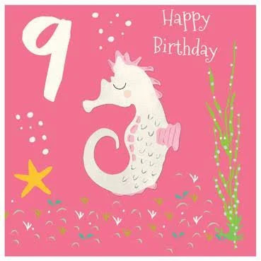 9th Birthday Seahorse Card