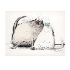 Cuddling Cats Card by Ronald Searle